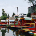 Xochimilco boats are waiting for the tourists