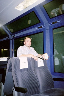 Gstaad Danny in de trein met nieuwe fototoestel