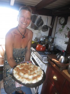 Lesley cook with birthday cake